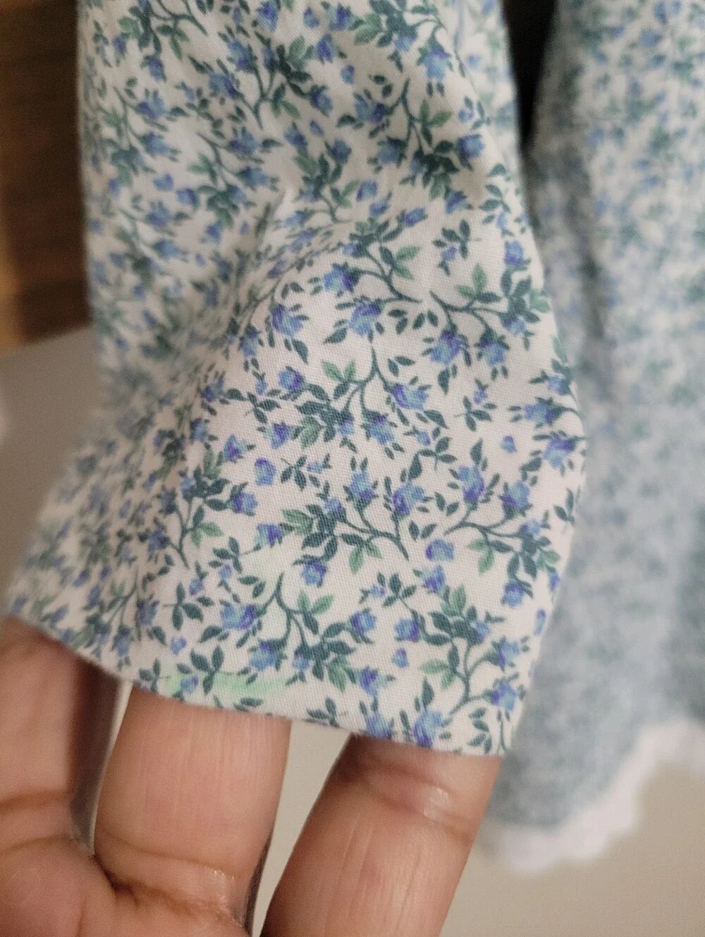 La Coqueta Blue Ditzy Floral Prairie Long Sleeve Scallop Hem Dress 5y - Picture 6 of 8